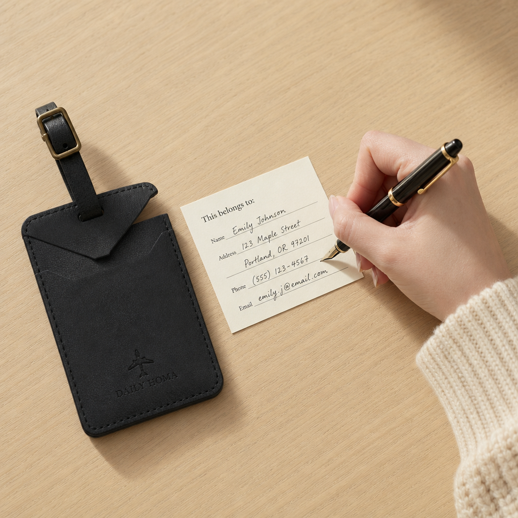 The Luggage Tag · Pair — 05-writing-info-card