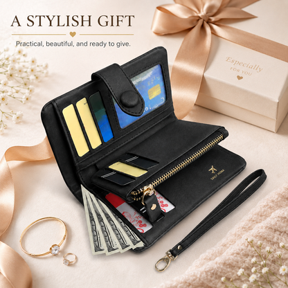 Multifunctional Short Wallet and Vintage Coin Purse with Card Slots, ID Window and Zipper Pocket