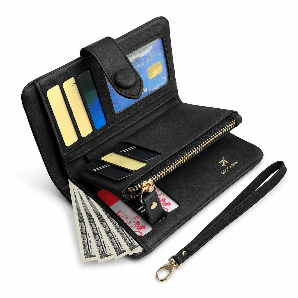 Multifunctional Short Wallet and Vintage Coin Purse with Card Slots, ID Window and Zipper Pocket