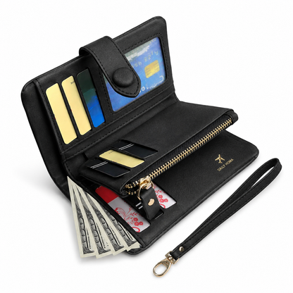 Multifunctional Short Wallet and Vintage Coin Purse with Card Slots, ID Window and Zipper Pocket
