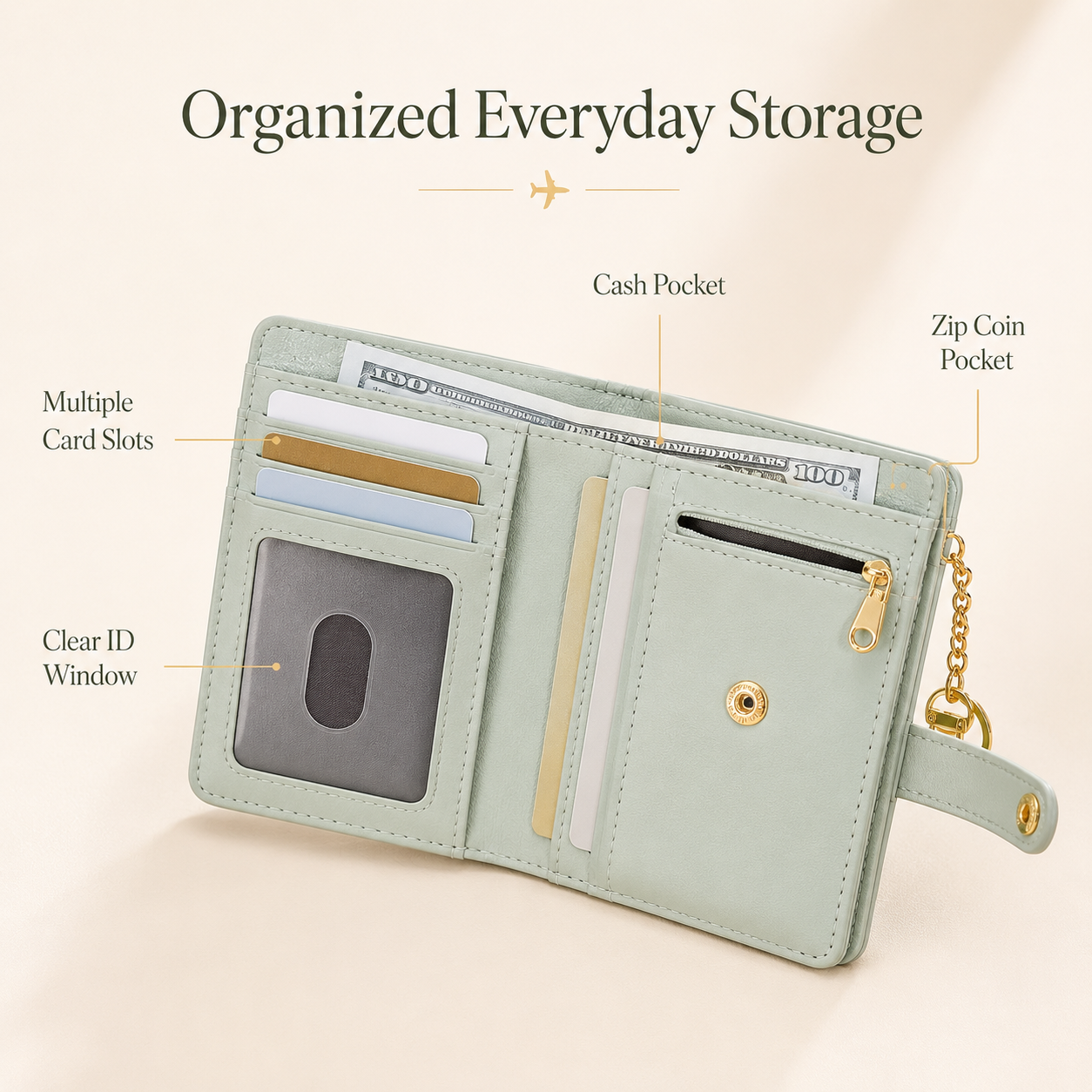 RFID Barrier Ultra-Thin Double Fold Credit Card Wallet