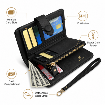 Multifunctional Short Wallet and Vintage Coin Purse with Card Slots, ID Window and Zipper Pocket