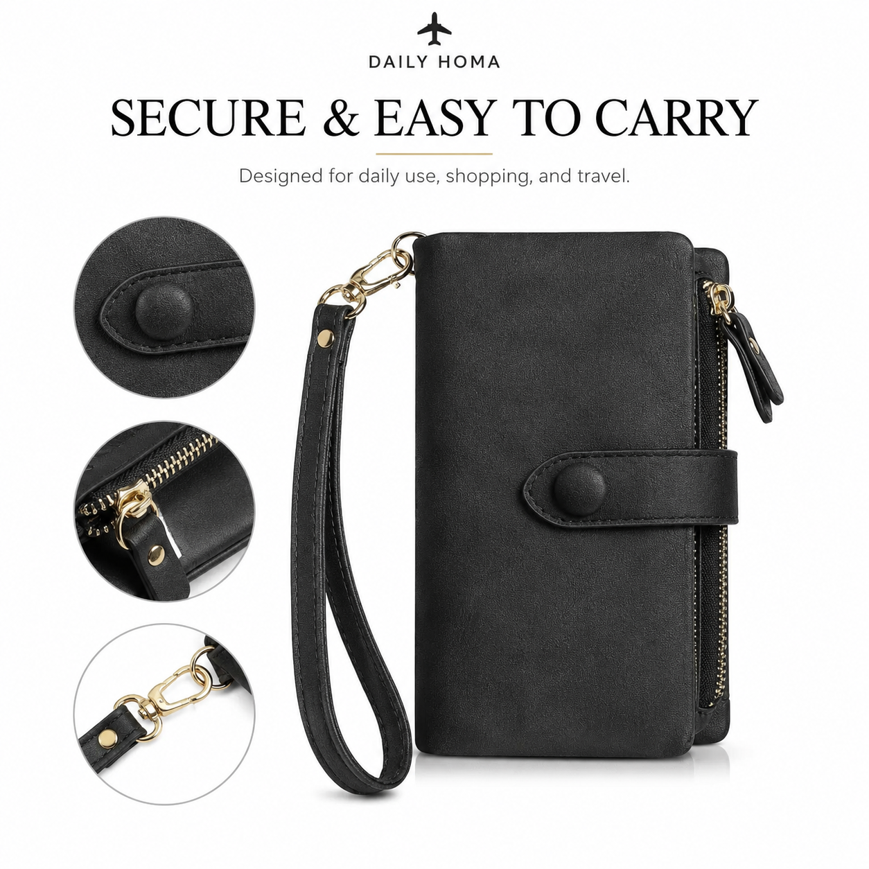 Multifunctional Short Wallet and Vintage Coin Purse with Card Slots, ID Window and Zipper Pocket