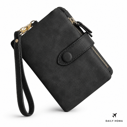 Multifunctional Short Wallet and Vintage Coin Purse with Card Slots, ID Window and Zipper Pocket