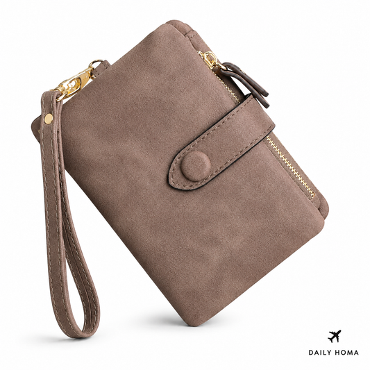 Multifunctional Short Wallet and Vintage Coin Purse with Card Slots, ID Window and Zipper Pocket