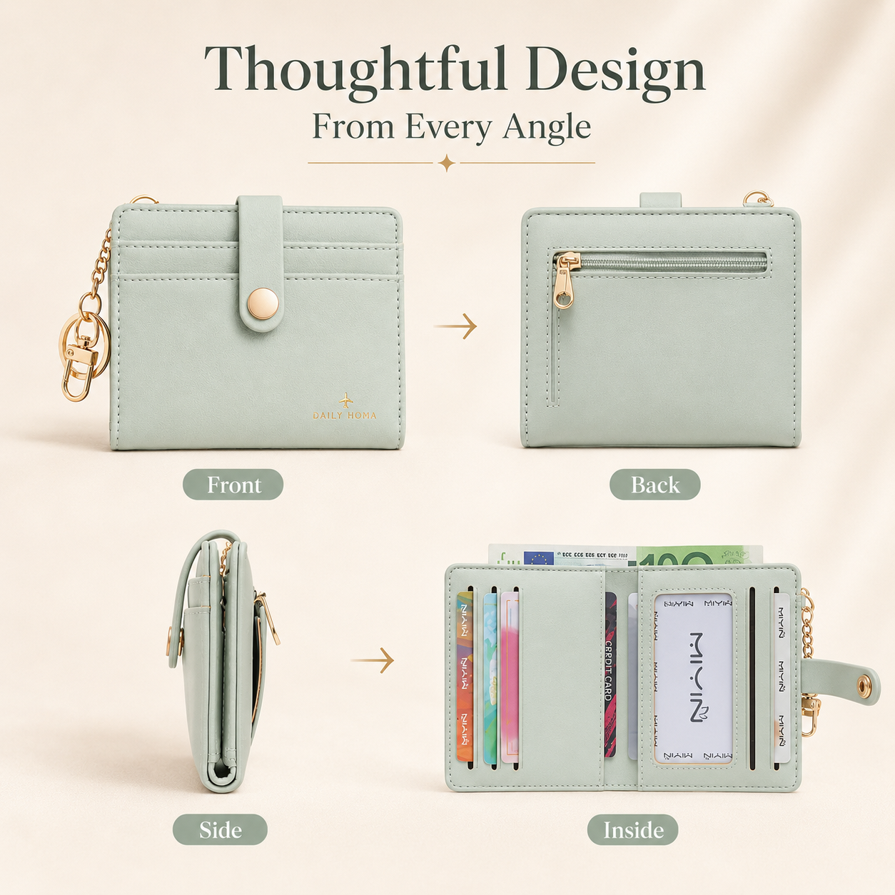 RFID Barrier Ultra-Thin Double Fold Credit Card Wallet