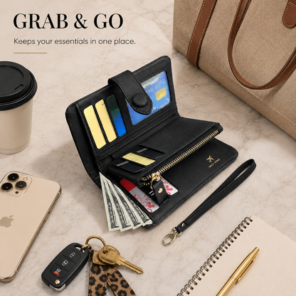 Multifunctional Short Wallet and Vintage Coin Purse with Card Slots, ID Window and Zipper Pocket