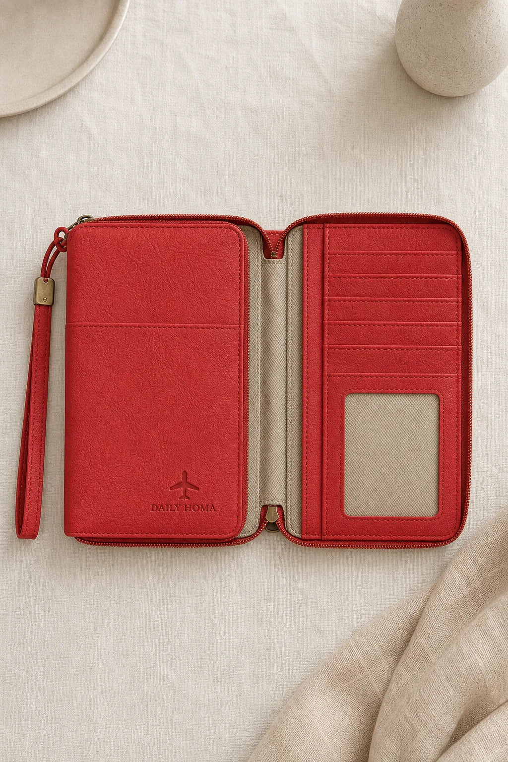 Daily Homa passport holder, open view